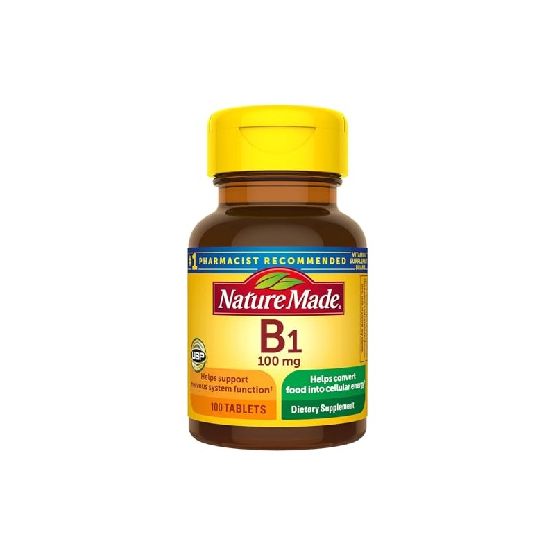 Vitamin B1 100 mg Tablets, 100 Count for Metabolic Health