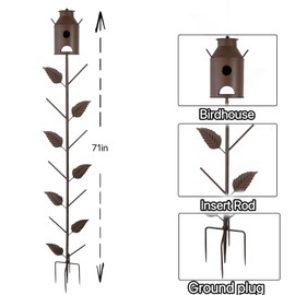 71" H Birdhouses for Outdoors with Pole Glass Bottle Tree/Wine Bottle Trees,2-in-1,for Outside Party Garden andscape Decor