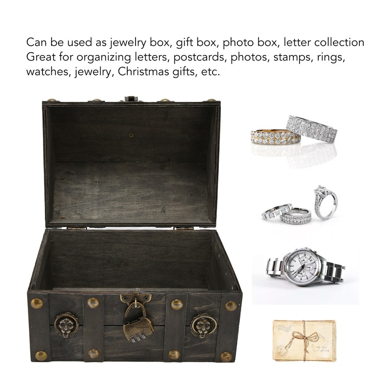Wooden Treasure Chest Boxes Hand Crafted Vintage Wooden Box with