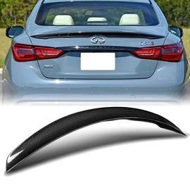 HYPERSPEED Real Carbon Fiber Trunk Spoiler Wing Lip kit Rear Lip kit STP-Style Fit for 2014 2015 2016 2017 2018 2019 2020 2021 Infiniti Q50 Sedan, Car Mods Exterior Accessories Auto Replacement Parts