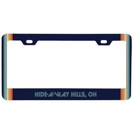 Hide-A-Way Hills Ohio Car Metal License Plate Frame Retro Design