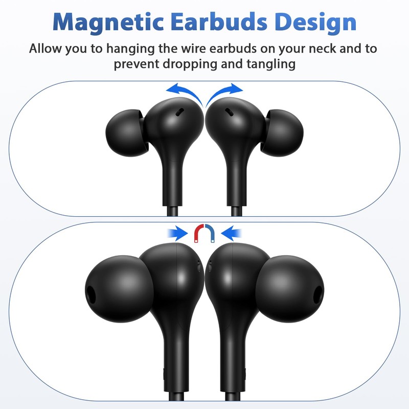 iMangoo USB C Headphones Wired Earbuds 90° Angled for Apple