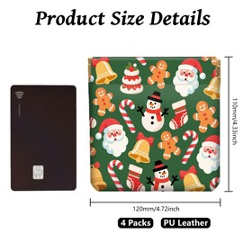 Peacoblue 4Pcs Small Leather Squeeze Coin Purse for Women-Christmas Elements Pattern Waterproof & Durable Change Pouch Mini Money Wallet,Best Gift for Adult Girls