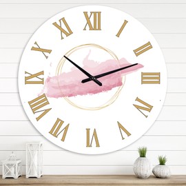 Designart 'Zen Circle With Pink Cloud' Modern wall clock - 36 in. high, 36 In. Wide