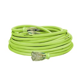 Flexzilla Pro Extension Cord, 12/3 AWG SJTW, 50 ft., Lighted Plug, Indoor/Outdoor, ZillaGreen - FZ512830