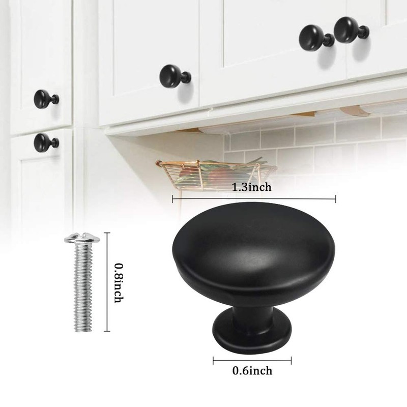 KLYNGTSK Pack of 12 Black Drawer Knobs, Furniture Knobs, Round