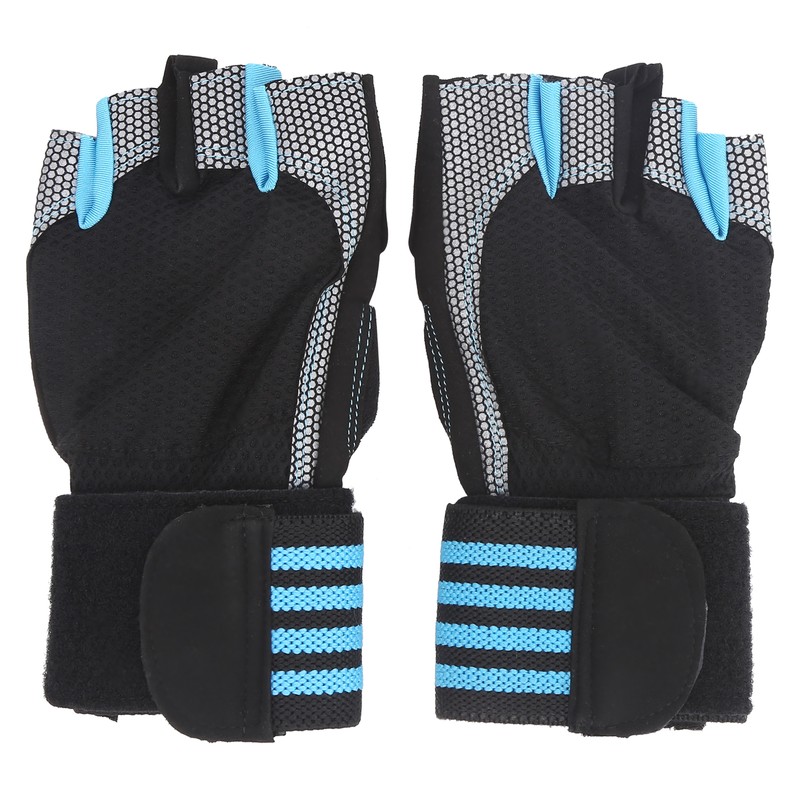 Half Finger Adjustable Cycling ShockAbsorbing Gloves AntiSlip Bicycle Gloves Blue(Blue