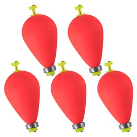 Dr.Fish 5 Pack Weighted Fishing Bobbers Snap-on Spring Bobbers Push Button Floats EVA Foam Pear Shape Bass Freshwater Fishing for Crappie Panfish Bluegill Trout 2" Red