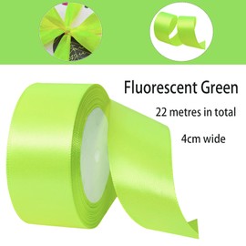 Satin Ribbon Luminous Green 40 mm, 22 m Decoration for Presents, Gift Ribbon, Wide Bow Ribbon, Fabric Ribbon for Dress, Wedding, Christening and Birthday Gifts, Decorative Ribbon for Gift Packaging