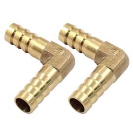 Hordion 2PCS 3/8" Hose Barb Fitting 90 Degree Elbow Connector, Right Angle Brass Barbed Fitting for Water Fuel Air