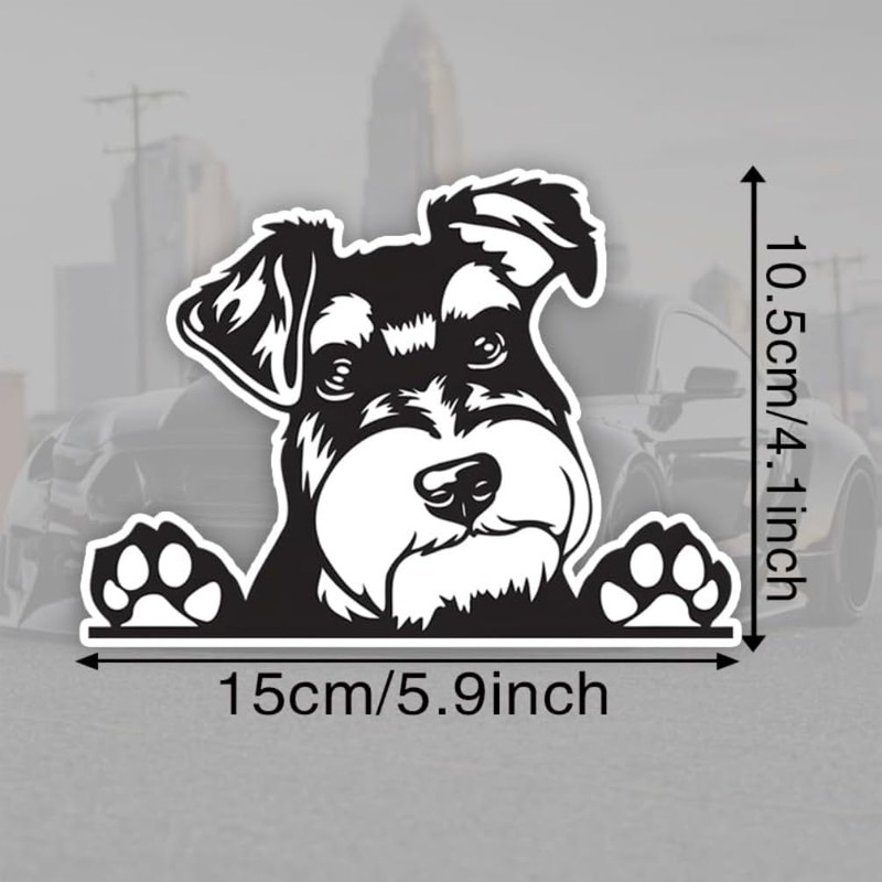 DK339 Cute Miniature Schnauzer Stickers 15 x 11 cm Hide