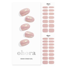 ohora Christmas Semi Cured Gel Nail Strips (N Pink Wonderland) - Works with Any Nail Lamps, Salon-Quality, Long Lasting, Easy to Apply & Remove - Includes 2 Prep Pads, Nail File & Wooden Stick