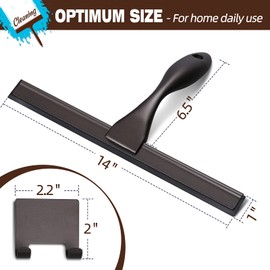 NETANY Shower Squeegee, 14-Inch Bronze Squeegee, All-Purpose Stainless Steel Squeegee for Bathroom, Shower Doors, Mirrors, Tiles and Car Windows - 100% Streak Free