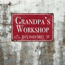 Tin Sign Painting Funny Garage Sign Grandpa's Workshop Signs,Vintage Garage Wall Decor Garage Signs Gifts for Papa,Papaw,Dad,Woodworking, Woodturning, Cabinet Maker, Mechanic 8.00" x 12.00" Tin Painting