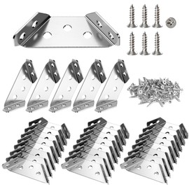 Zliger Pack of 30 Corner Connectors Stainless Steel Triangle Support Angle Connector Furniture Construction Angle Metal Corner Angle Triangle Bed Angle Corner Connector with Screw for Wood Furniture