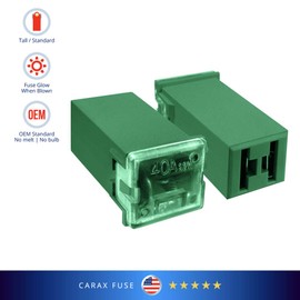CARAX Glow Fuse – Premium Fuse Cartridge Tall Standard Fuse – 40A Kit 1 pcs. – Glow When Blown LED Automotive Fuse – Smart Auto Glow Fuse Easy Identification – 1 pcs.