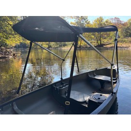 Cypress Rowe Outfitters Black Canoe/Kayak Sun Shade/Canopy Bimini Top - Perfect Umbrella for Kayaking, Canoeing, Fishing Awning to Block UV & Heat Rays and Rain Protection