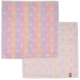 Nishio IBT-510-01-2P Imabari Towel Women's Certified Hand Towel Set of 2 Made in Japan Mother's Day Gift Present 100% Cotton 9.8 inches (25 cm) Double-Sided Pile Water Absorption Polka Dot Pattern Dot