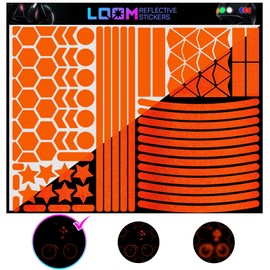 LOOM Reflective Stickers Mega Kit (101pcs Orange)• Nighttime Safety Waterproof Self-Adhesive Decals for Helmets, Skateboard, Bike, Scooter, E-Bike, Motorcycle & Strollers • Bright Colors