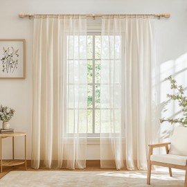 Zeerobee Wood Curtain Rods for Windows 48 to 84, 1 Inch Heavy Duty Drapery Rods with Imitation Wood Grain Leaf Pattern Finials, Indoor/Outdoor Modern Curtain Pole, 32"-86", Brown