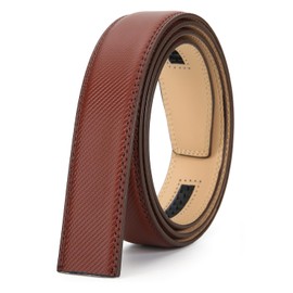 Nelbons Men's Belt Ratchet Automatic Belt for Men 35 mm Wide Leather Belt, 1 3/8 Inch Without Buckle, Brown N6
