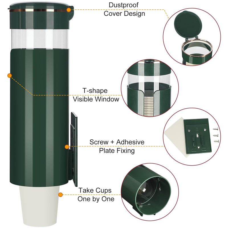 Cup Dispenser, Pull Type Water Cooler Cup Holder Fit 4oz-7oz