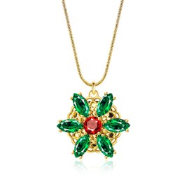 Confede Anastasia Necklace-Lost Princess Inspired Together In Paris Emerald Stone Flower Necklace for Women, Green