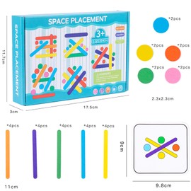Jastown Rainbow Stick Puzzle Game, Montessori Toy from 3 4 5 6 Years, Tangram Children, Sensory Fine Motor Skills Concentration Games Educational Games from 4 5 6 Years, Plug-In Game Wooden Puzzle