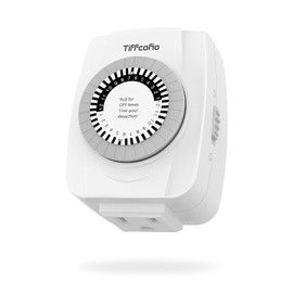 TiFFCOFiO Indoor Mechanical Outlet Timer, 3 Prong Timers for Electrical Outlets, 24-Hour Programmable Plug in Light Timer, ETL Listed (1 Pack)