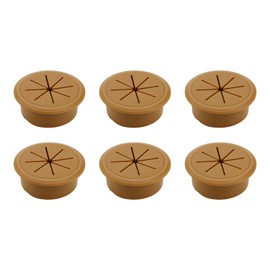 Xiaoyztan 2.46" Round Desktop Wiring Hole Cover ABS Plastic with Rubber Bushing Desk Grommet Wire Grommet Cable Cord Organization for 2.05 Inch Hole Brown 6 Pcs