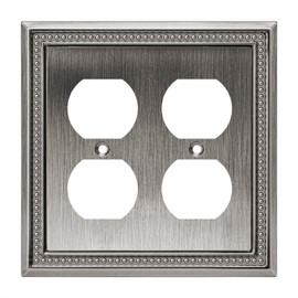 Henne Bery Sunken Pearls Decorative Wall Plate Switch Plate Outlet Cover (Double Duplex, Heirloom Silver)