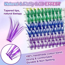MUIIGOOD Colored Lash Extension Kit 120 Pcs DIY Lash Clusters Individual 14mm 16mm Mixed 6 Colors Soft False D Curl Eyelashes Rainbow Colorful Cluster Lashes Reusable Fluffy Lash for Women Girls