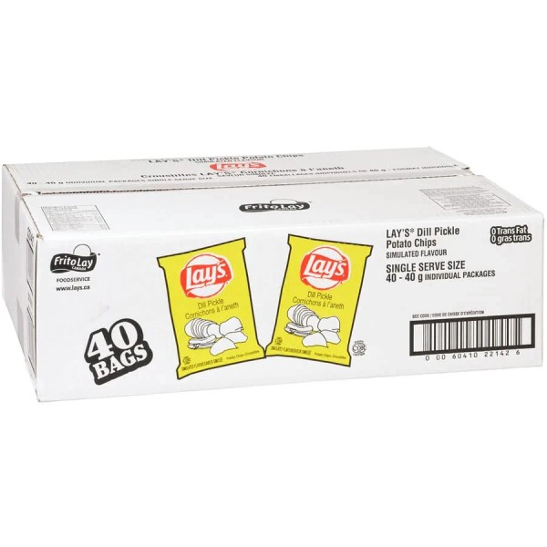PepsiCo Lays Dill Pickle Potato Chips, 40 x 40g/1.4 oz