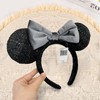 XXXPOWERXXX Mouse Ear Bow Headbands,Black Bow Hairbands Hair Accessories,Glitter Party