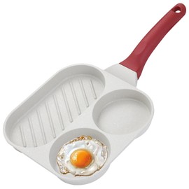 JUSTUP Nonstick Egg Frying Pan, 3-In-1 Medical Stone Pancake Egg Pan, Breakfast Fried Egg Steak Pan, Versatile Frying Pan Suitable for All Stoves, Easy to Clean, PFOA Free (White)