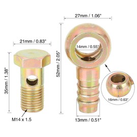 X AUTOHAUX 2 Sets Brake Hollow Screw Metal Hollow Screw Bolt Accessories for Automobile 14 mm Diameter