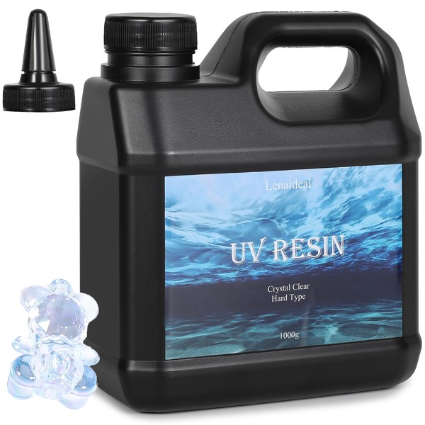 Lenaideal1000g UV Resin-Upgrade Ultraviolet Epoxy Resin Crystal Clear,High Gloss Hard