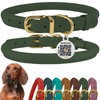 BRONZEDOG Rolled Leather Dog Collar with QR ID Tag Adjustable