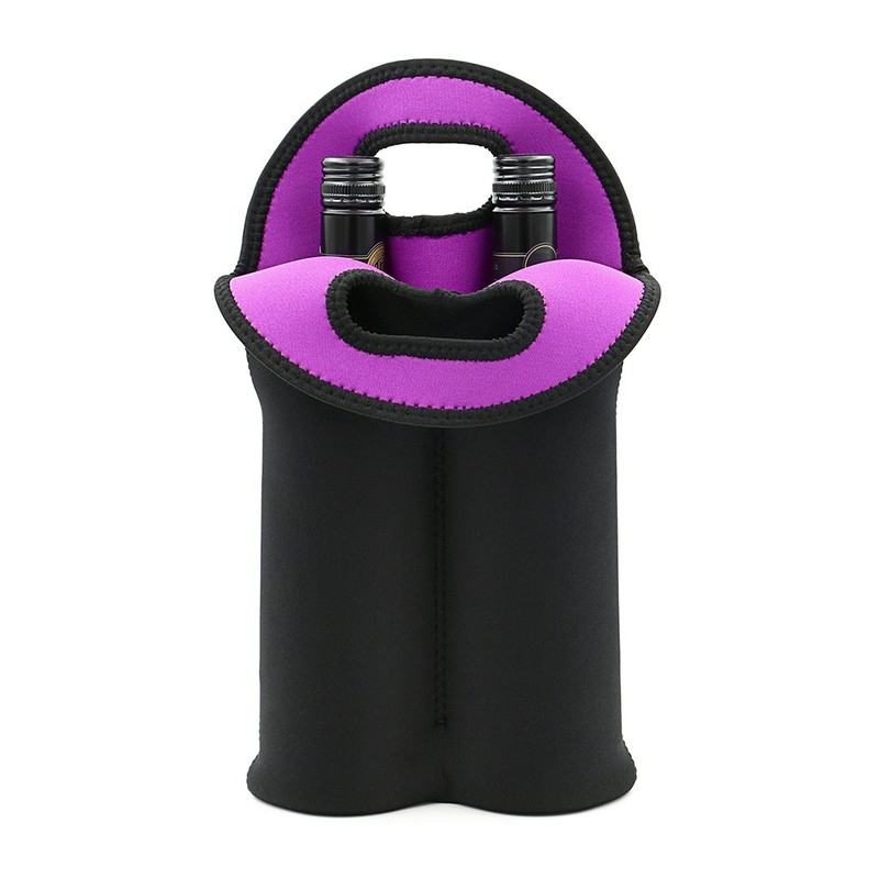 Hipiwe Wine Carrier Tote Bag Two Bottle Insulated Neoprene Wine/Water