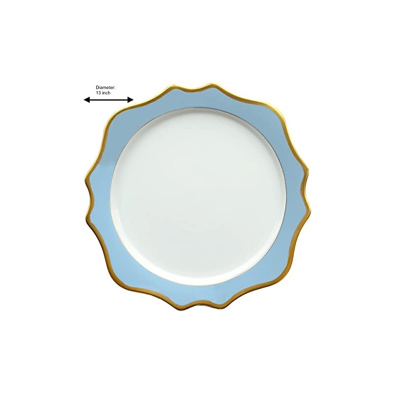 Decor Essentials Ceramic Scalloped Edge Gold Rimmed Charger Plate Dinnerware