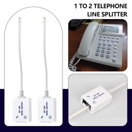 Create idea 2pcs ADSL Filter Splitter Suitable for Telephone Line 1 to 2 RJ11 6P4C 6P2C Male to Dual Female Phone Modem Converter Adapter