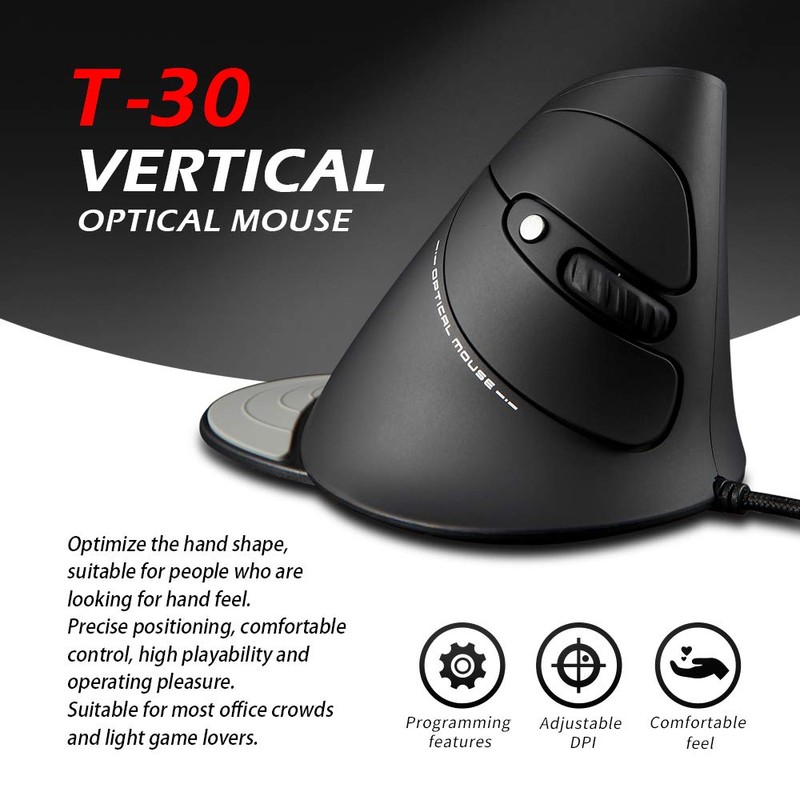 zelotes Vertical Ergonomic Mouse,3200DPI,6 Buttons Wired Computer Mouse,USB Optical Mouse,Wired
