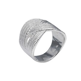 SILBERMOOS Women's Ring Braided Fine Wide 925 Sterling Silver, Sterling Silver, Not applicable