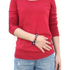 USA Bracelet, Red White Blue Americana Beaded Bracelet, 4th Of July Bracelets For Women, Brithday Christmas Gift, 1 pc