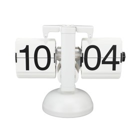 ciciglow Flip Clock, Large Number Tabletop Retro Flip Clock Mechanical Flip Clock Digital Flip Down Clock Desk Clock for Home Livingroom 24 Hours (All White)