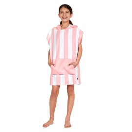 Dock & Bay Poncho with Hood - for Kids - Super Absorbent, Quick Dry - Includes Bag - Cabana Light - Malibu Pink, Medium (Age 6 to 10)