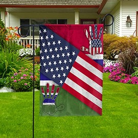 Flag-USA And The Gambia Friendship Handprints American Flag The Gambian Perfect Decoration Premium Polyester-Decorative Indoor Outdoor Flag