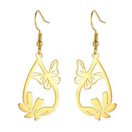 Dreamtimes Geometric Heart Sun Pendant Drop Earrings Stainless Steel Women Hoop Earring Sun Hoop Earrings Hypoallergenic Earrings for Women, Stainless Steel, Not applicable.