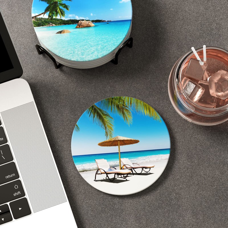 Nipichsha Coasters for Drinks, Set of 6 Cute Absorbent Ceramic