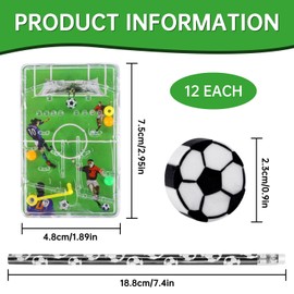 Dncvb Pack of 36 Football Party Bags 12 Pieces Football HB Pencils 12 Pieces Football Eraser 12 Football Pinball Game for School Stationery Children's Birthday Party Favours